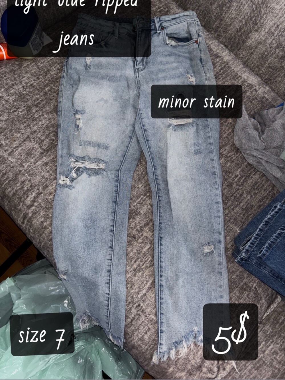 Light Blue Distressed Women’s Jeans - Size 7